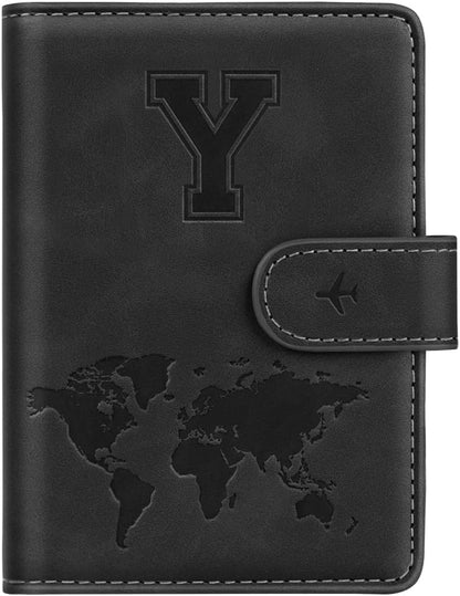 Passport Holder Cover Initail Letter A-Z Travel Wallet 3D Embossed Design RFID Blocking Card Holder Personalized Gift Passport Cover Wallet, Passport Book Holders for Women and Girls, Pink-A