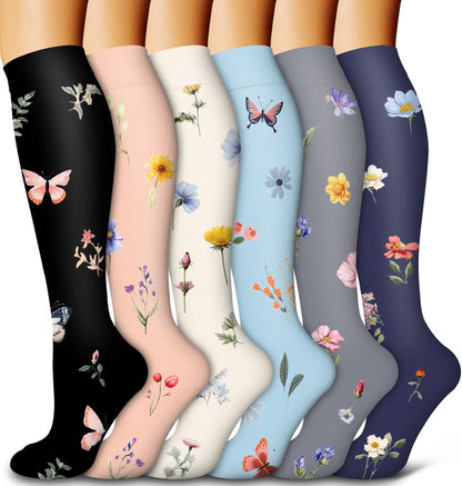 6 Pack Copper Compression Socks for Women and Men Circulation-Best Support for Medical,Running,Nursing,Athletic - Colors B