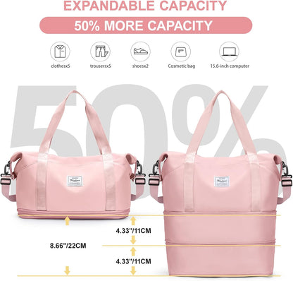 Travel Duffel Bag, Sports Tote Gym Bag, Shoulder Weekender Overnight Bag for Women - Colors B