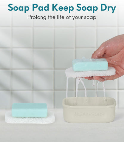 Quatish Compact Leakproof Travel Soap Case, Silicone Soap Box with Draining Layer, Enhanced Soap Container, Suitable for Camping, Gym, Bathroom, Outdoor Essentials, Green