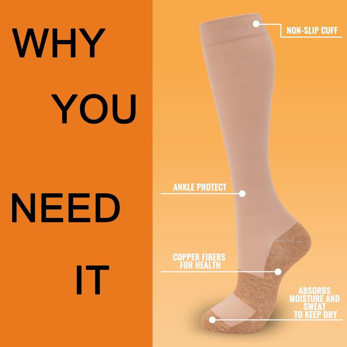 fenglaoda 8 Pairs Compression Socks for Men & Women 20-30 mmHg Knee High Nurse Pregnant Running Medical and Travel Athletic