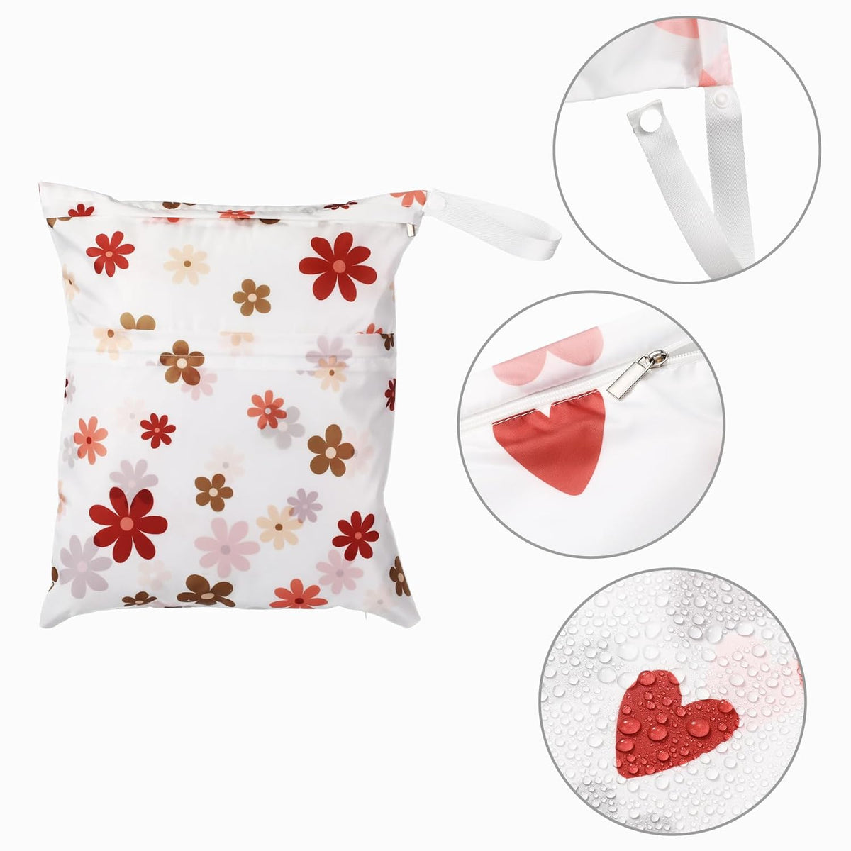 Frienda 4 Pack Wet Bags for Swimsuits, Waterproof Reusable Travel Wet Dry Bags with Zippered Pockets for Beach Pool Swimwear, Towels, Gym, Cloth Diapers, Summer Vacation Essentials(Nautical Style)