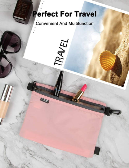 GOX Travel Toiletry Bag, Carry On Small Zipper Pouch, Cosmetic Kit Makeup, Digital Bag, Water Repellent Nylon (Orange)