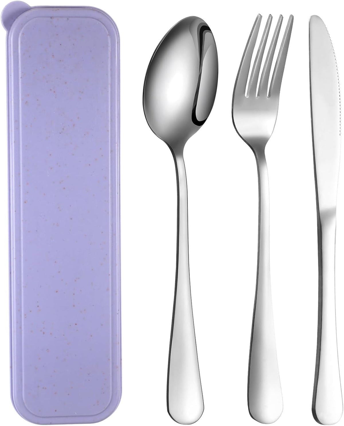 Yinkin 4 Pack Portable Travel Utensils Set with Case Reusable Stainless Steel Silverware Flatware Camping Cutlery Include Fork Spoon Knife for Work School Dishwasher Safe(White, Green, Red, Black)