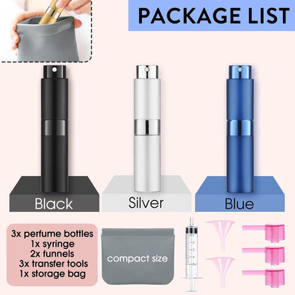 6 Pack 8ML Empty Perfume Atomizer Cologne Travel Spray Bottle for Refill Portable Cologne Dispenser Mini Sprayer for Women Men Twist Tpye