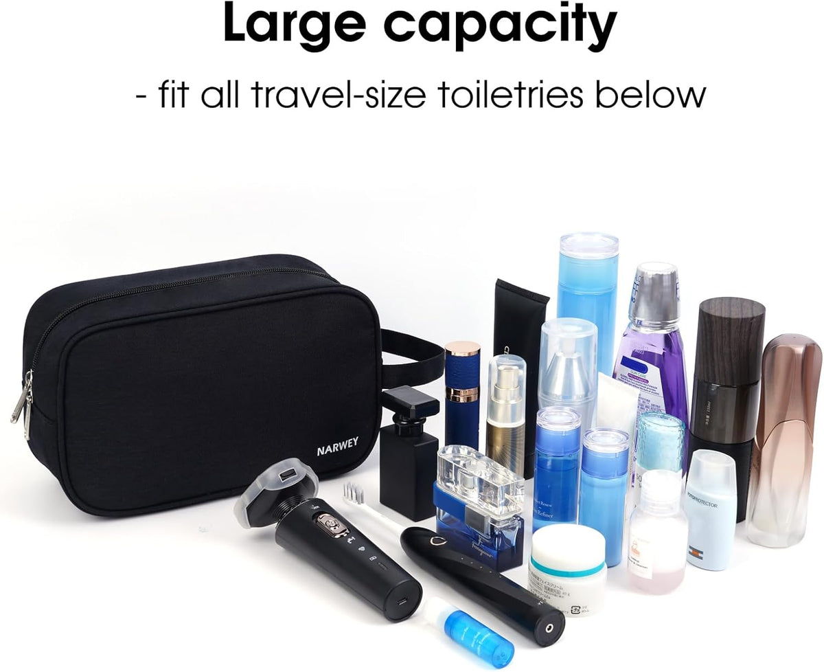Narwey Travel Toiletry Bag for Women Traveling Dopp Kit Men Travel Bag for Toiletries Cosmetic Bag Makeup Bag Medicine Bag for Traveling (Black)