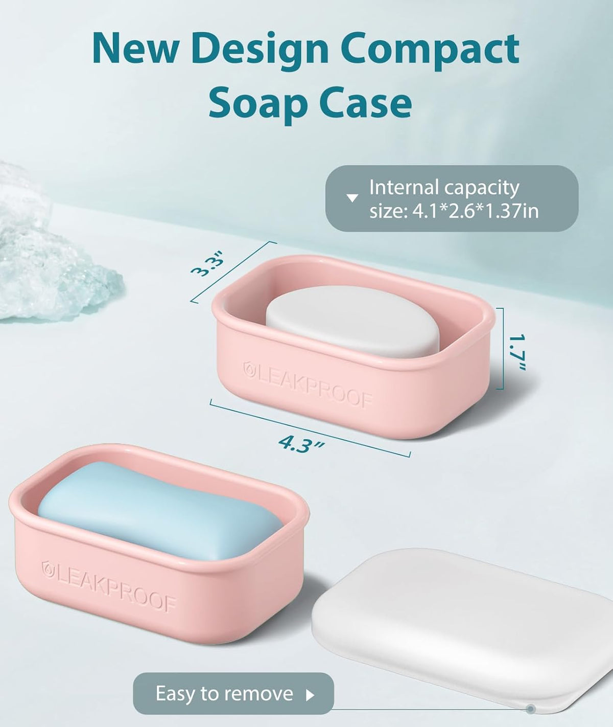 Quatish Compact Leakproof Travel Soap Case, Silicone Soap Box with Draining Layer, Enhanced Soap Container, Suitable for Camping, Gym, Bathroom, Outdoor Essentials, Green