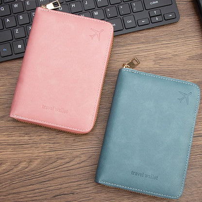 Family Passport Holder for Travel Women and Men RFID Passport Holder with Zipper Passport Case Passport cover Passport Wallet Travel Essentials and Accessories(Family,Pink)