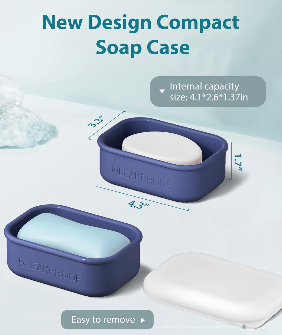 Quatish Compact Leakproof Travel Soap Case, Silicone Soap Box with Draining Layer, Enhanced Soap Container, Suitable for Camping, Gym, Bathroom, Outdoor Essentials, Green
