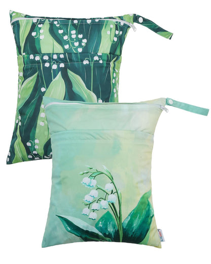 ALVA ALVABABY 3pcs Baby Cloth Diaper Wet/Dry Bags|Waterproof Reusable with Two Pockets|Travel, Beach, Pool, Daycare, Soiled Baby Items,Yoga,Gym Bag for Swimsuits or Wet Clothes 3L-ZM09 - Colors A