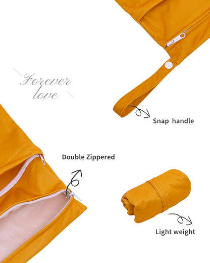 ALVA ALVABABY 3pcs Baby Cloth Diaper Wet/Dry Bags|Waterproof Reusable with Two Pockets|Travel, Beach, Pool, Daycare, Soiled Baby Items,Yoga,Gym Bag for Swimsuits or Wet Clothes 3L-ZM09 - Colors B