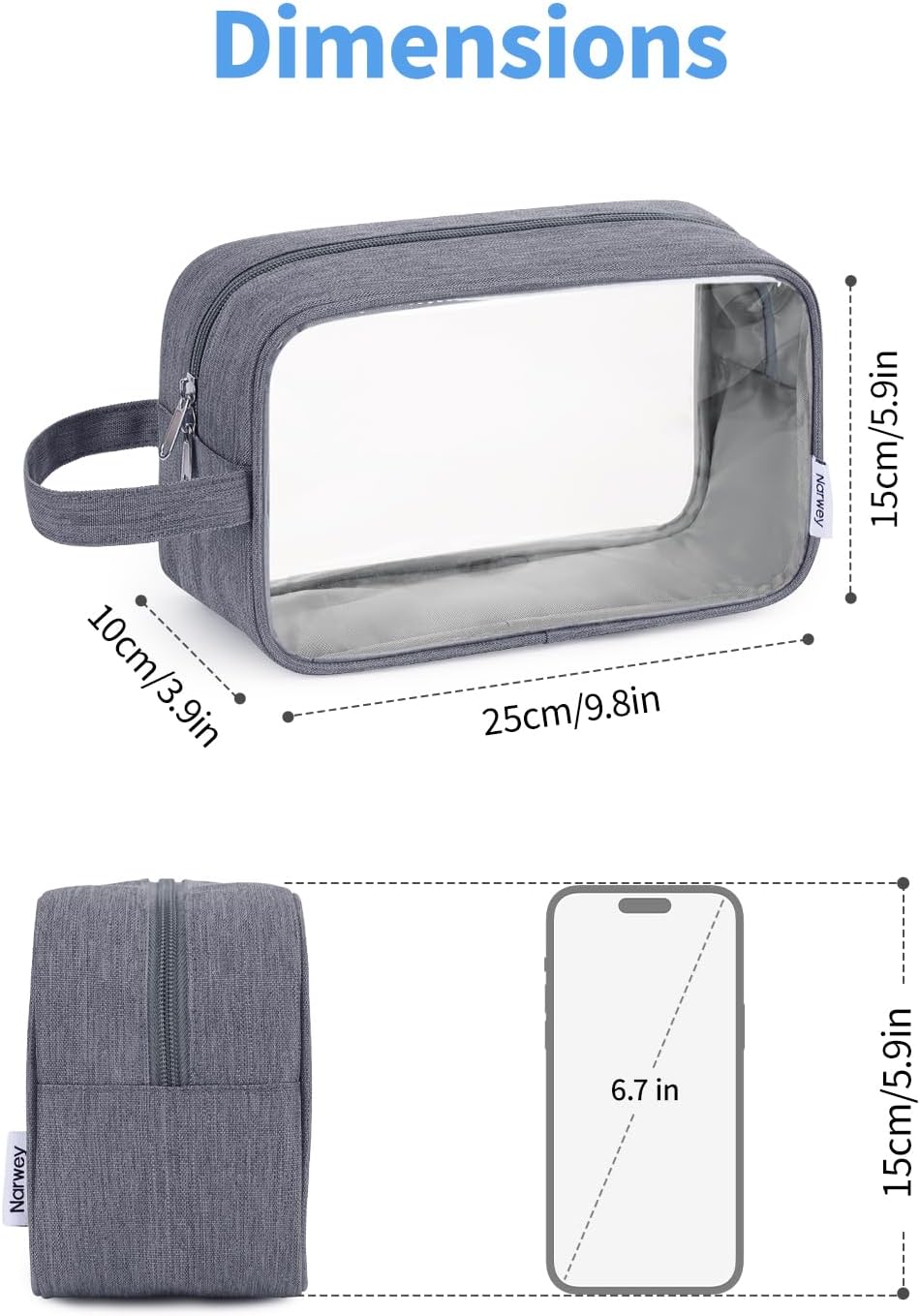 Narwey Travel Toiletry Bag for Women Traveling Dopp Kit Men Travel Bag for Toiletries Cosmetic Bag Makeup Bag Medicine Bag for Traveling (Black)