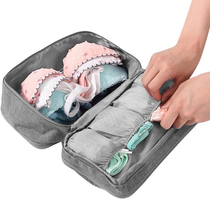 Bra Underwear Storage Bag Portable Multi-Functional Travel Organizers Pouch Case Packing Cube Cosmetic Bag,Grey Flamingo