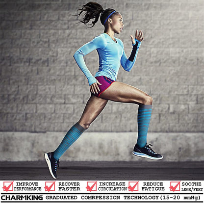 CHARMKING Compression Socks for Women & Men Circulation (3 Pairs) 15-20 mmHg is Best Support for Athletic Running Cycling