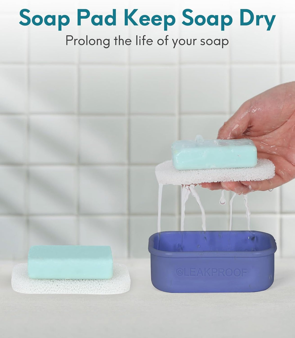 Quatish Compact Leakproof Travel Soap Case, Silicone Soap Box with Draining Layer, Enhanced Soap Container, Suitable for Camping, Gym, Bathroom, Outdoor Essentials, Green