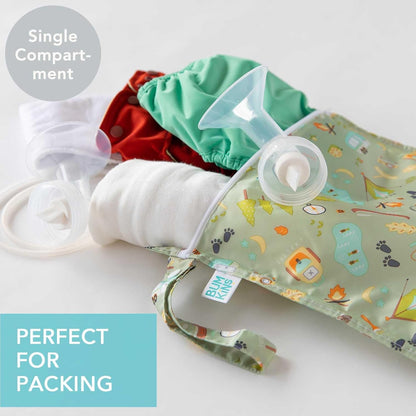 Bumkins Waterproof Wet Bag for Baby, Travel, Swim Suit, Cloth Diapers, Pump Parts, Pool, Beach, Gym Clothes, Toiletry, Hook to Stroller, Daycare, Zipper Reusable Wetdry Packing Pouch, Jungle
