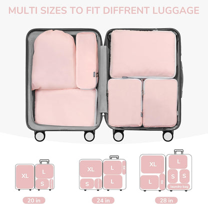 CherryNow Compression Packing Cubes, 7 Set Packing Cubes Compression, Travel Essentials, Travel Organizer for Shoes, Clothing, Grey