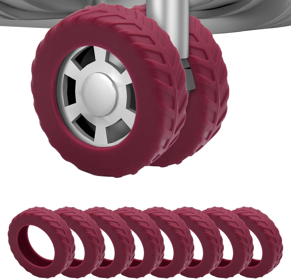 Luggage wheel covers suitcase wheels protectors for dual-wheeled luggage suitcase with a diameter of 2-2.4 inches /5-6cm (8, Red)
