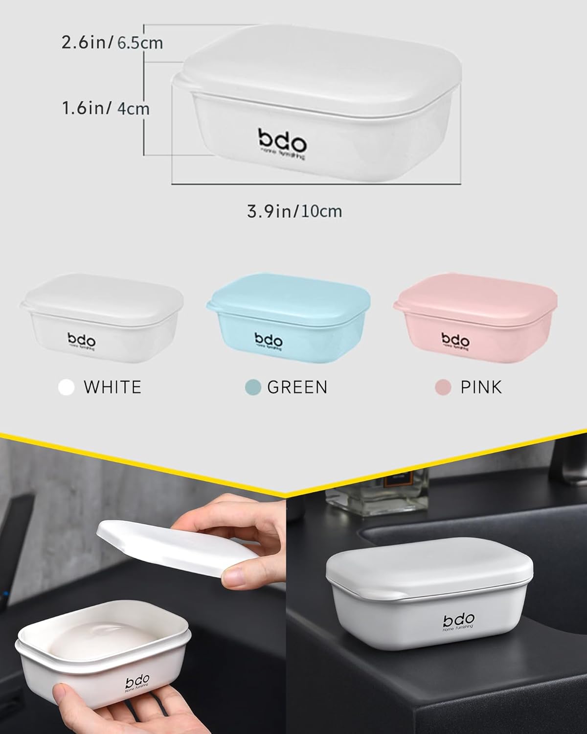 Doter Travel Soap Holder with Lid - Draining Soap Box for Shower -Compact Travel Soap Case Leak-Proof Design for Camping, Hiking, Gym & Outdoor Use | Keeps Soap Dry & Hygienic