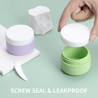 ME.FAN Travel Containers for Toiletries, TSA Approved 1.5 oz Silicone Cream Jars, Leak-proof Journey Containers, Trip Accessories with Lid for Cosmetic Face Hand 4 Pack White Lid - Morandi