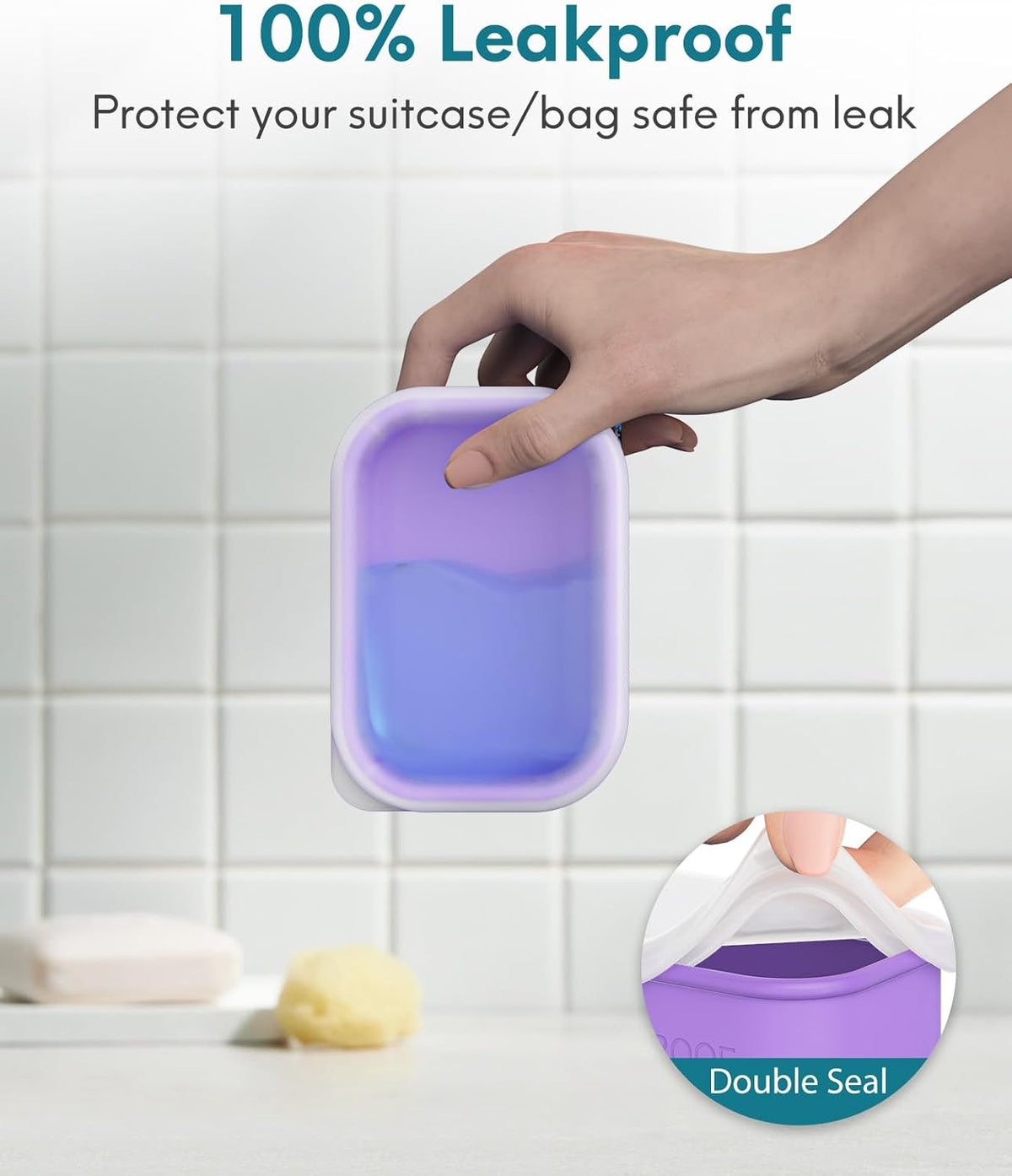 Quatish Compact Leakproof Travel Soap Case, Silicone Soap Box with Draining Layer, Enhanced Soap Container, Suitable for Camping, Gym, Bathroom, Outdoor Essentials, Green