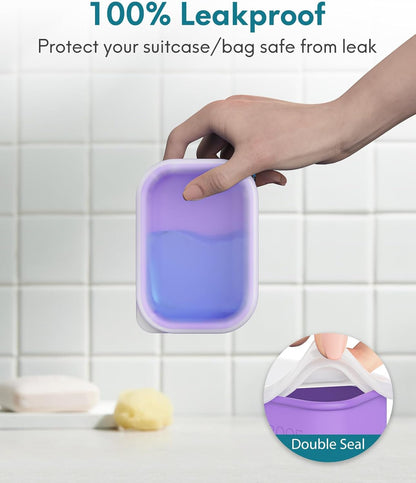 Quatish Compact Leakproof Travel Soap Case, Silicone Soap Box with Draining Layer, Enhanced Soap Container, Suitable for Camping, Gym, Bathroom, Outdoor Essentials, Green