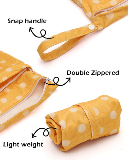 ALVA ALVABABY 3pcs Baby Cloth Diaper Wet/Dry Bags|Waterproof Reusable with Two Pockets|Travel, Beach, Pool, Daycare, Soiled Baby Items,Yoga,Gym Bag for Swimsuits or Wet Clothes 3L-ZM09 - Colors B