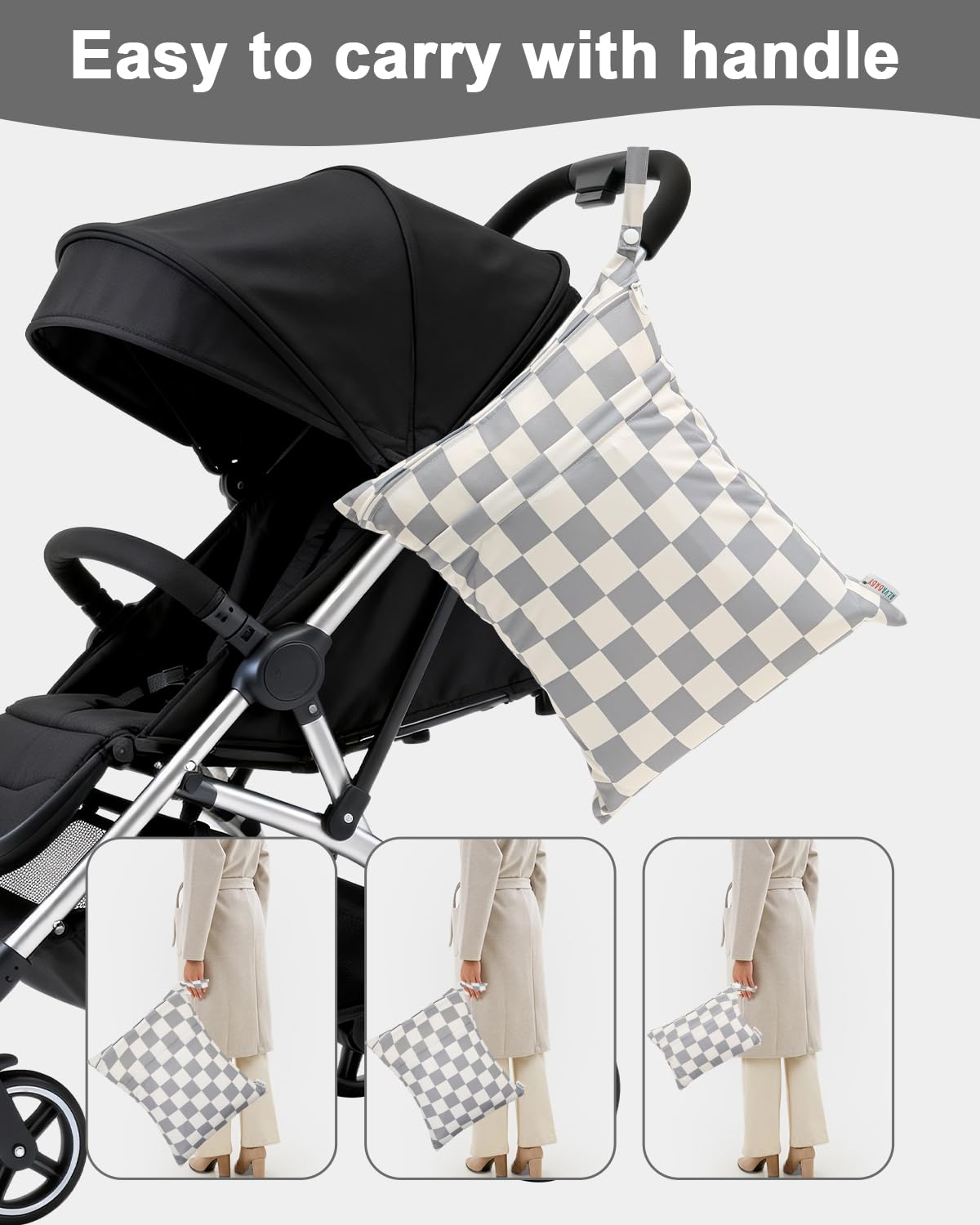 ALVA ALVABABY 3pcs Baby Cloth Diaper Wet/Dry Bags|Waterproof Reusable with Two Pockets|Travel, Beach, Pool, Daycare, Soiled Baby Items,Yoga,Gym Bag for Swimsuits or Wet Clothes 3L-ZM09 - Colors A
