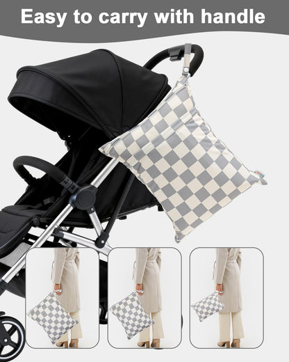 ALVA ALVABABY 3pcs Baby Cloth Diaper Wet/Dry Bags|Waterproof Reusable with Two Pockets|Travel, Beach, Pool, Daycare, Soiled Baby Items,Yoga,Gym Bag for Swimsuits or Wet Clothes 3L-ZM09 - Colors A