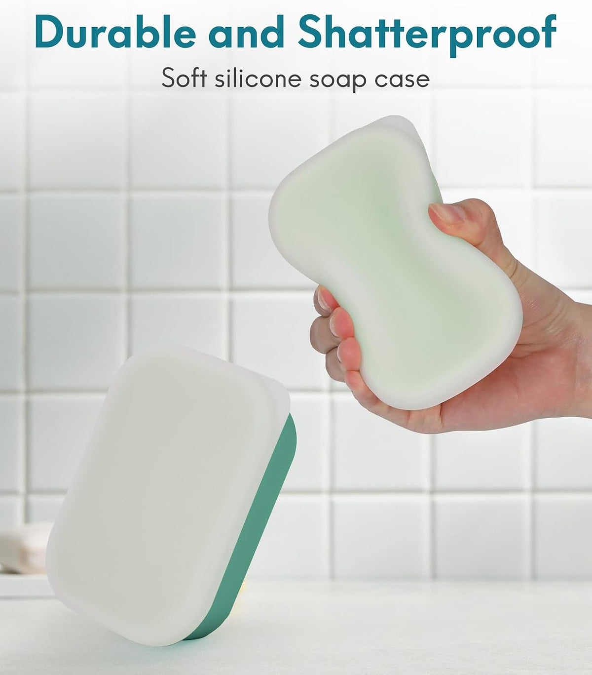 Quatish Compact Leakproof Travel Soap Case, Silicone Soap Box with Draining Layer, Enhanced Soap Container, Suitable for Camping, Gym, Bathroom, Outdoor Essentials, Green