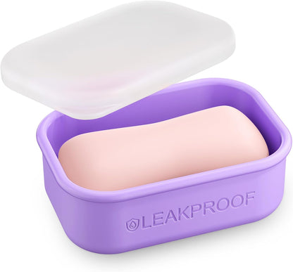 Quatish Compact Leakproof Travel Soap Case, Silicone Soap Box with Draining Layer, Enhanced Soap Container, Suitable for Camping, Gym, Bathroom, Outdoor Essentials, Green