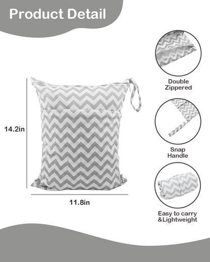 ALVA ALVABABY 3pcs Baby Cloth Diaper Wet/Dry Bags|Waterproof Reusable with Two Pockets|Travel, Beach, Pool, Daycare, Soiled Baby Items,Yoga,Gym Bag for Swimsuits or Wet Clothes 3L-ZM09 - Colors A