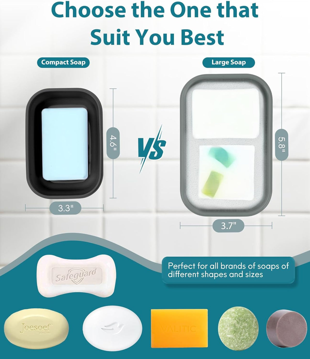 Quatish Compact Leakproof Travel Soap Case, Silicone Soap Box with Draining Layer, Enhanced Soap Container, Suitable for Camping, Gym, Bathroom, Outdoor Essentials, Green