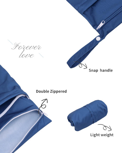 ALVA ALVABABY 3pcs Baby Cloth Diaper Wet/Dry Bags|Waterproof Reusable with Two Pockets|Travel, Beach, Pool, Daycare, Soiled Baby Items,Yoga,Gym Bag for Swimsuits or Wet Clothes 3L-ZM09 - Colors B