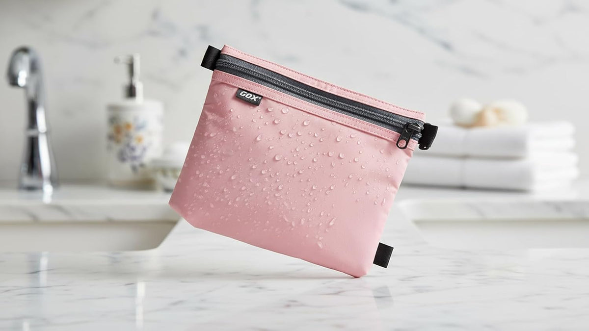GOX Travel Toiletry Bag, Carry On Small Zipper Pouch, Cosmetic Kit Makeup, Digital Bag, Water Repellent Nylon (Orange)