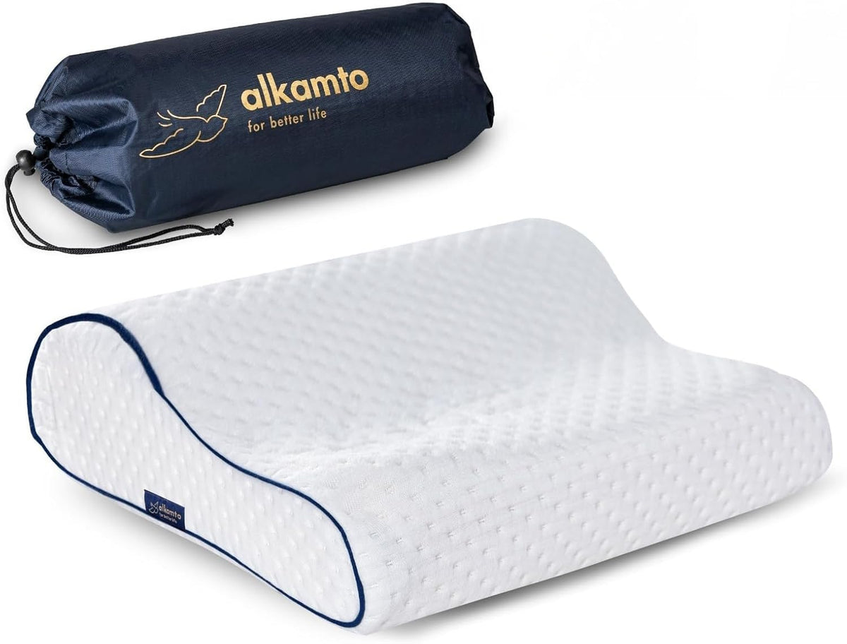 Travel & Camping Comfortable Memory Foam Pillow – Easy to Carry Portable Bag – Temperature Regulating Pillow Case