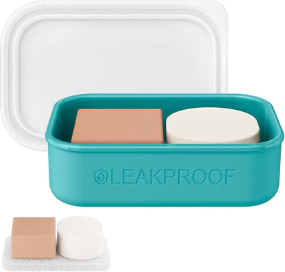 Quatish Compact Leakproof Travel Soap Case, Silicone Soap Box with Draining Layer, Enhanced Soap Container, Suitable for Camping, Gym, Bathroom, Outdoor Essentials, Green