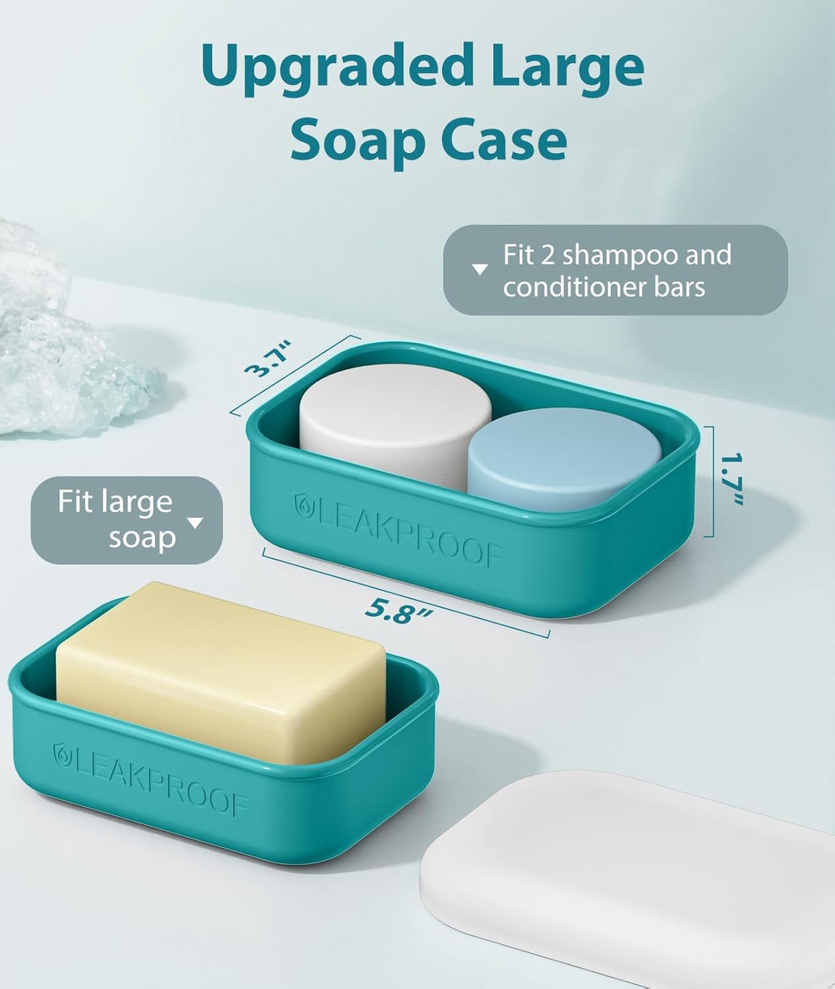 Quatish Compact Leakproof Travel Soap Case, Silicone Soap Box with Draining Layer, Enhanced Soap Container, Suitable for Camping, Gym, Bathroom, Outdoor Essentials, Green