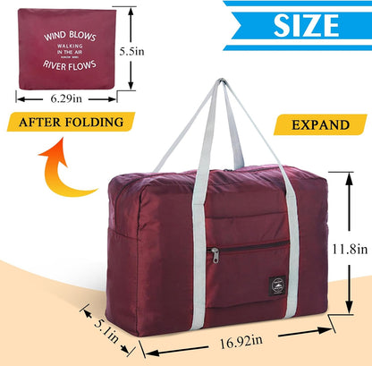 Foldable Travel Duffel Bags 2PCS Tote Carry On Luggage Spirit Airlines Personal Item Sports Gym Weekender Overnight Bags for Women and Men (Red+Blue)