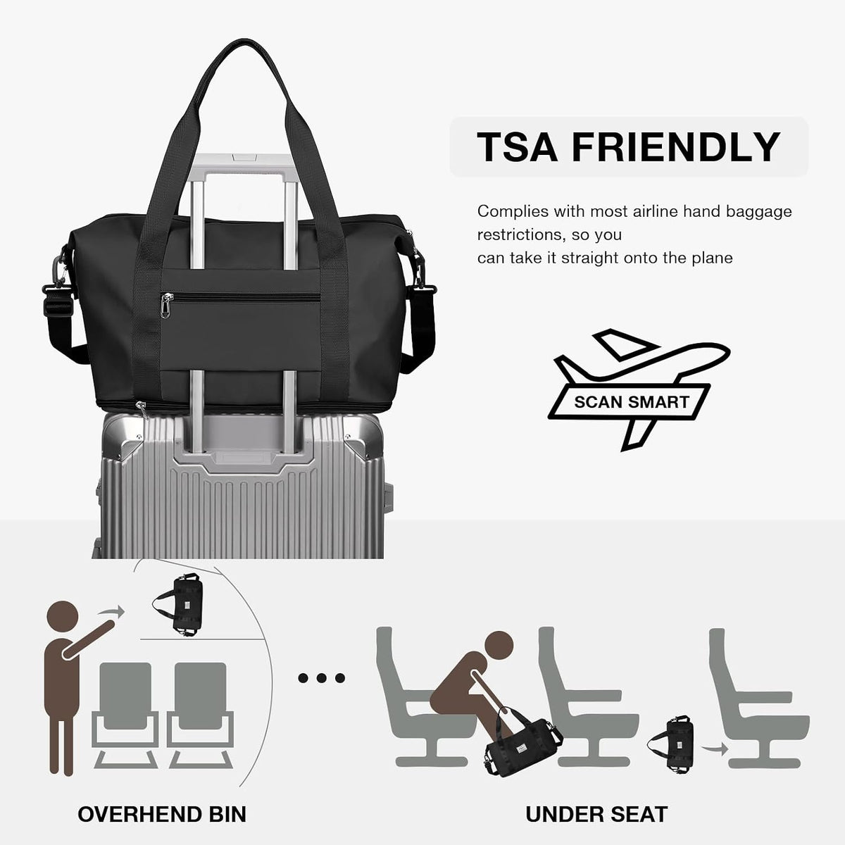 Travel Duffel Bag, Sports Tote Gym Bag, Shoulder Weekender Overnight Bag for Women - Colors B