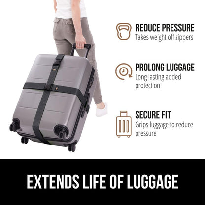 GORILLA GRIP Heavy Duty Adjustable Luggage Straps for Suitcases, Easy to Identify Travel Belt Connector Holds Suitcase Together, Extends Life of Bag, Strap Connects Two Bags, Accessories 2 Pack Green
