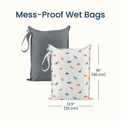 Tiny Twinkle Mess Proof Wet Bags | Reusable Waterproof Wet Bags for Swimsuits | Baby Clothes | Travel & Diaper Bag (Black, Green Checkers) - Colors B