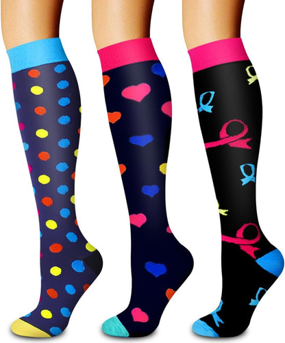 Laite Hebe 3 Pack Medical Compression Sock-Compression Sock For Women and Men Circulation -Best for Running,Nursing,Athletic Sports