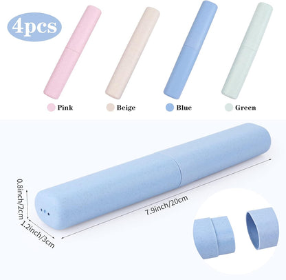 Hooqict 4 Pack Travel Toothbrush Case Portable Travel Toothbrush Holder Plastic Toothbrush Container Protector Cover for Traveling, Camping, Home, School, Business