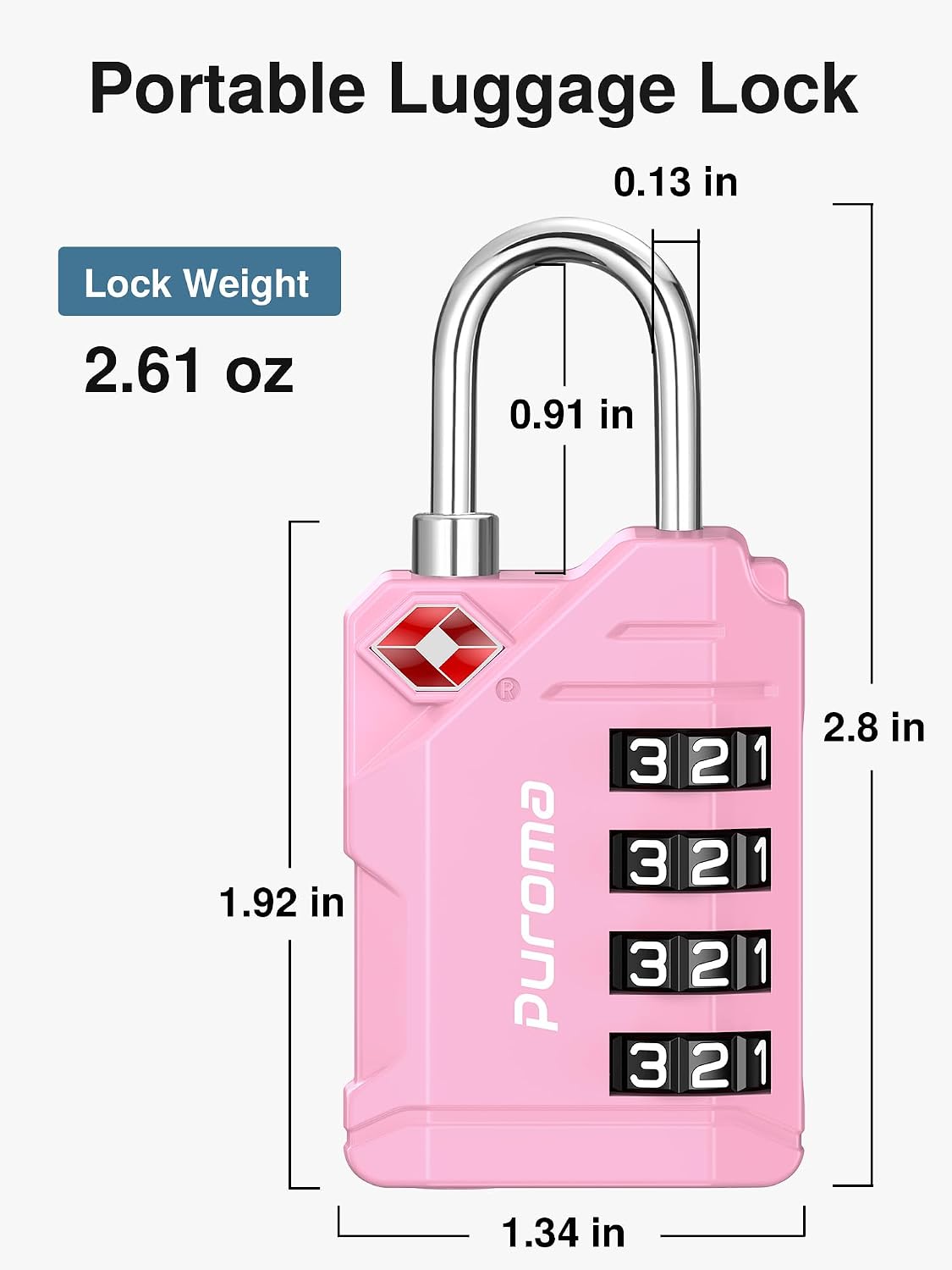 Puroma TSA Approved Luggage Locks, 2 Pack 4 Digit Resettable Travel Combination Code Lock with Zinc Alloy Body for Suitcase, Backpack, Laptop Bag, Gym Locker, Toolbox (Orange)