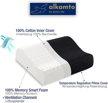 Travel & Camping Comfortable Memory Foam Pillow – Easy to Carry Portable Bag – Temperature Regulating Pillow Case