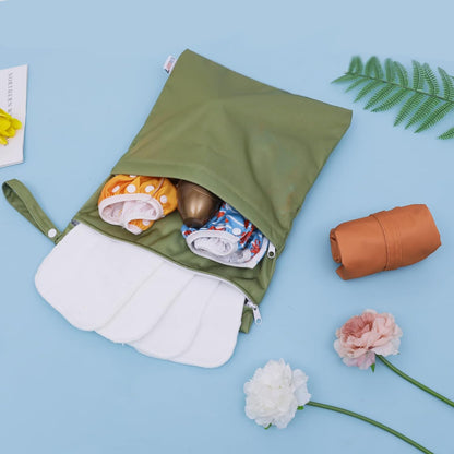 ALVA ALVABABY 3pcs Baby Cloth Diaper Wet/Dry Bags|Waterproof Reusable with Two Pockets|Travel, Beach, Pool, Daycare, Soiled Baby Items,Yoga,Gym Bag for Swimsuits or Wet Clothes 3L-ZM09 - Colors B