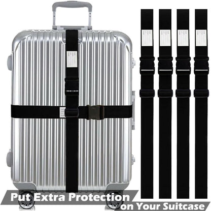 Ultra Long Heavy Duty Luggage Straps for Suitcases/Uprights/Duffels/Bags, 79" Adjustable Travel Packing Belts for Cargo Safety, Sturdy Baggage Strap Belts Multi-Pack