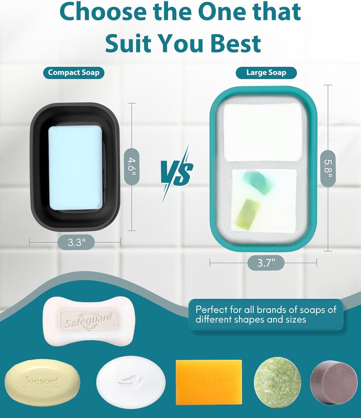 Quatish Compact Leakproof Travel Soap Case, Silicone Soap Box with Draining Layer, Enhanced Soap Container, Suitable for Camping, Gym, Bathroom, Outdoor Essentials, Green