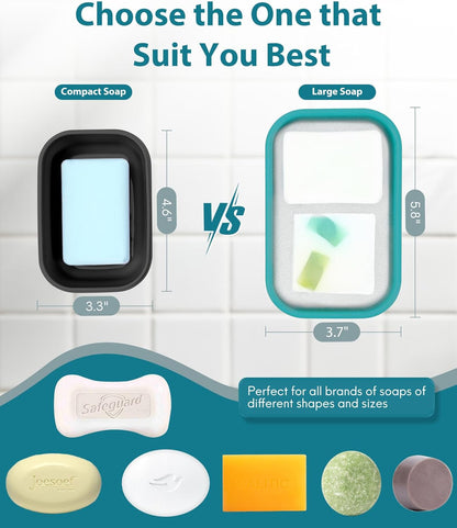 Quatish Compact Leakproof Travel Soap Case, Silicone Soap Box with Draining Layer, Enhanced Soap Container, Suitable for Camping, Gym, Bathroom, Outdoor Essentials, Green
